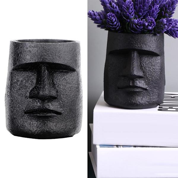 1/2/3/5 Påskeøen Statue Blomsterpotte Sukkulent potte til hjemmet Black Type 2 1 Pc