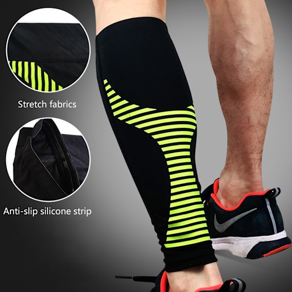 Sport Kompression Vad ärmar Benstrumpa för unisex löpare Shin Splint Varicose Red M