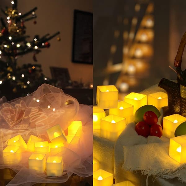 #12 stk Flimrende LED-lys Kvadratiske Batteridrevne Te-lys