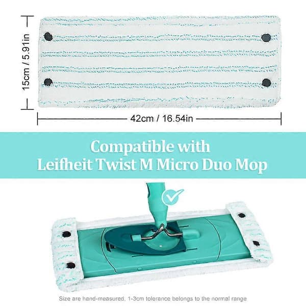 Erstatningsmoppepuder, mikrofibermoppepuder til Leifheit Clean Twist M Micro Duo moppehoveder, klud, 3 stk.