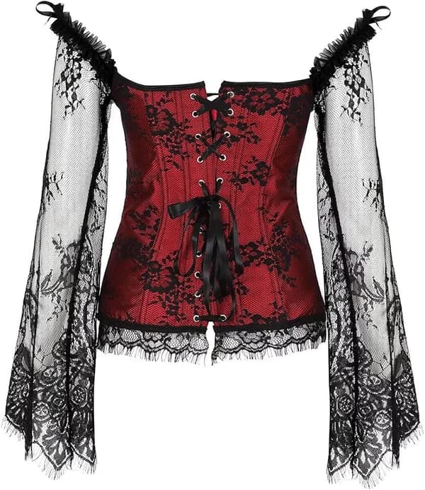 Korsetit naisille Overbust Bustier Top Gothic Sexy Shoulder 8127red 5XL