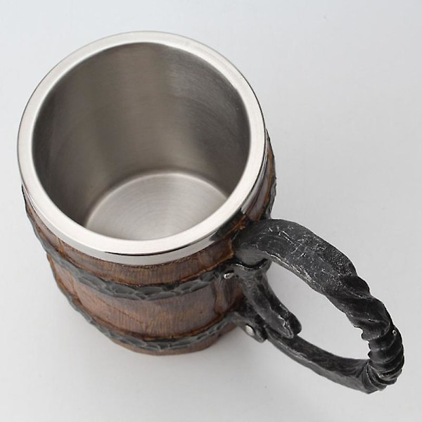 Ølglas imitation træ rustfrit stål krus træ gave