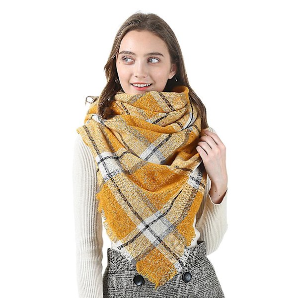 140*140 cm Kvinnor Cashmere Stripe Stor fyrkantig halsduk Sjal Tjocka Håll varm Scarf