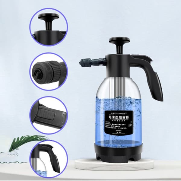 Handpumpskum med 2 munstycken Handbiltvättsprayflaska Transparent
