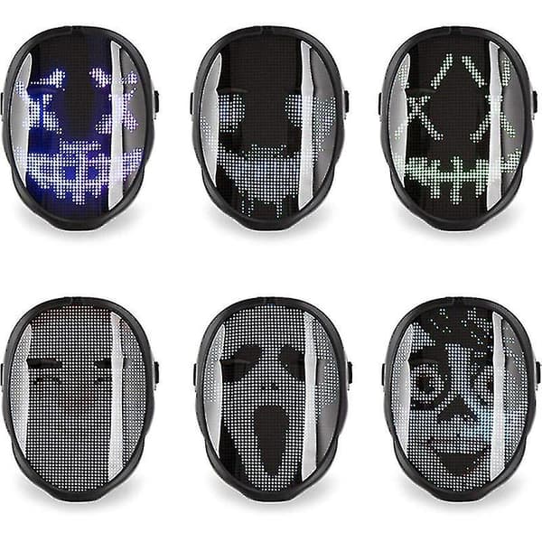 Venalisa Halloween Light Up Mask Med Led Screen Appkontrollerad Fullfärg Led Face Changing Luminous Mask Support Diy Image