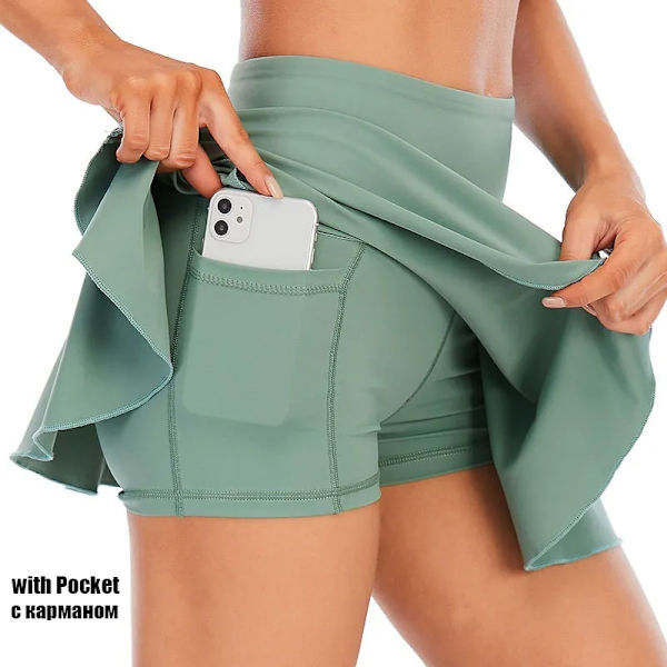 Cloud Hide Tennis-hameet Naisille Urheilu Golf Laskostettu hame Fitness Shortsit Korkea vyötärö Urheilullinen Nopeasti kuivuva Juoksu Lyhyt Urheilu Skort GreenPocket M