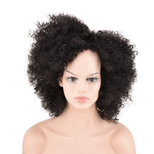 Kvinnor peruk afrikansk svart litet lockigt hår Afro W173