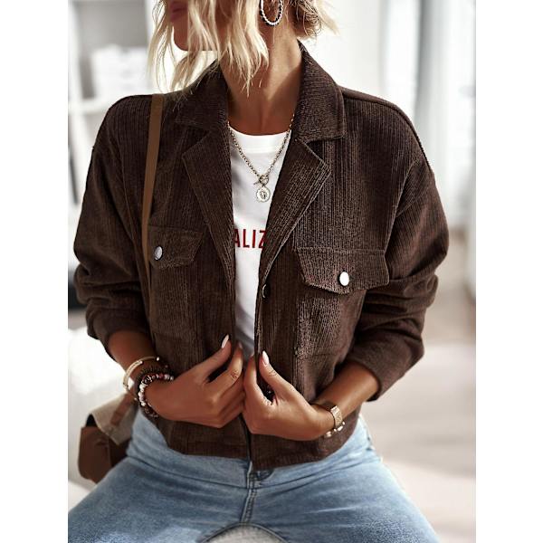 Damtemperament Casual Damkappa 2023 Enfärgad Allmatchande modetopp brown S