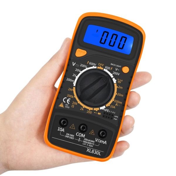 Digital Multimeter DC AC Voltmeter, Ohm Volt Amp Test Meter, Electric Tester Ohmmeter med diod och kontinuitetsdetektor