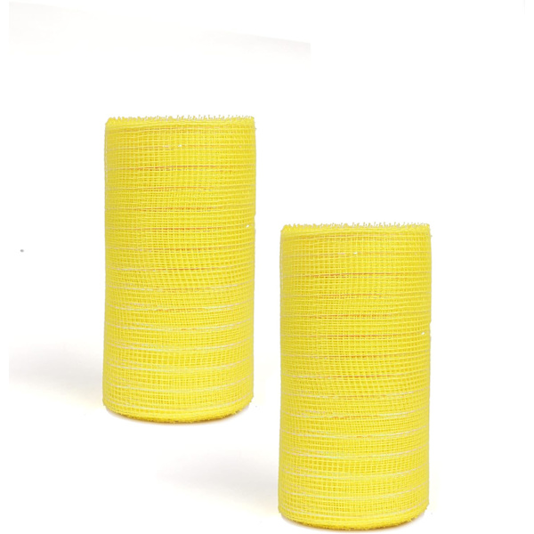 2-pack 6 tums metalliskt mesh -band (totalt 20 yards, godisgul)