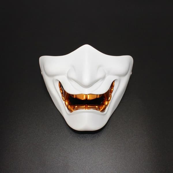 Cosplay Mask Game Half Face Airsoft Oni Mask Halloween Mask GRÅ grey
