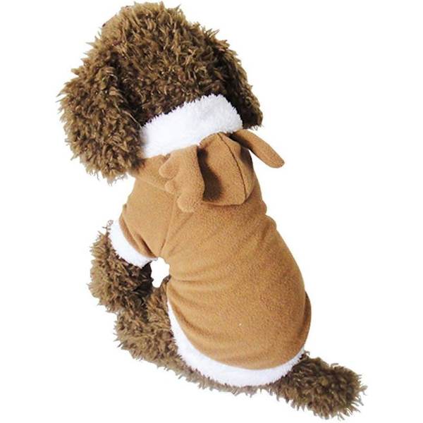 Hund Katt Jul Ren Dräkt, Rolig Pet Älg Cosplay Klänning, Valp Fleece Outfits Varm uvtröja Xmas Apparel Kläder L