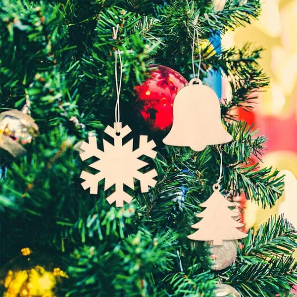 60st träetiketter jul träprydnad hängande prydnadsföremål
