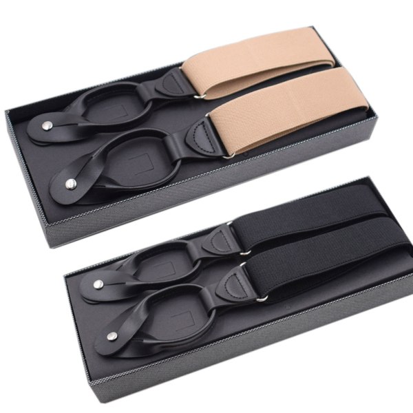 Unisex elastiska hängslen för män Justerbar byxhängslensknapp Khaki