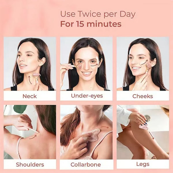 Rosa Gua Sha Værktøjer Massager Til Ansigts Hudpleje Roller Sæt black