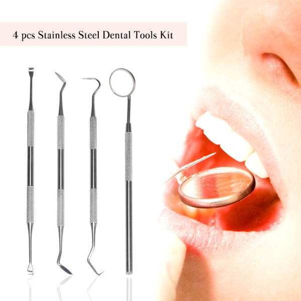 Tandhygiensats för borttagning av plack och tandsten Tandblekningskit med tandläkare Spegel Tandrengöring Tandsten 4p Set (4p)