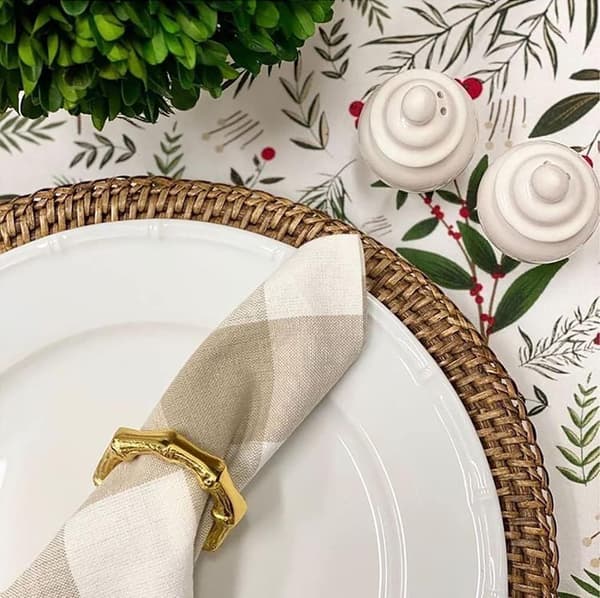 Servettringar av legering i bambu Set med 4, handgjorda eleganta servettringar Hem