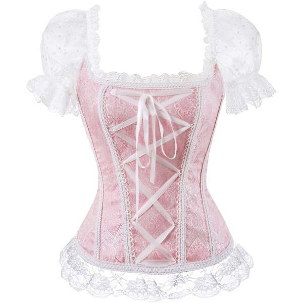 Korsetit naisille Overbust Bustier Top Gothic Sexy Shoulder 8108pink XL