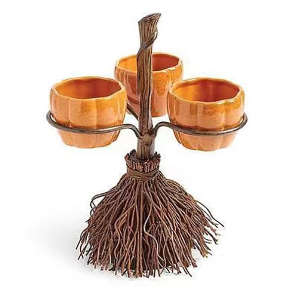 6 Pumpkin Bowl Stativ Broom Pumpa Snack Tallrikar Rack