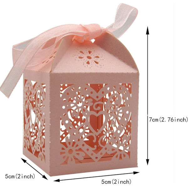 100 Pack Love Heart Laser Cut Bröllopsfest Favor Box Godispåse
