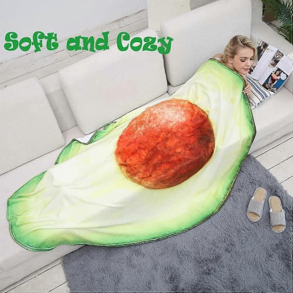Print Plys Avocado Tæppe Blød Flanell Strand Picnic Måtte Blød Til Hjemmerejse 180*180cm