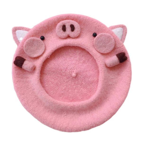 Søt rosa gris åttekantet hatt beret malerhatt må ha vare for kvinner jenter