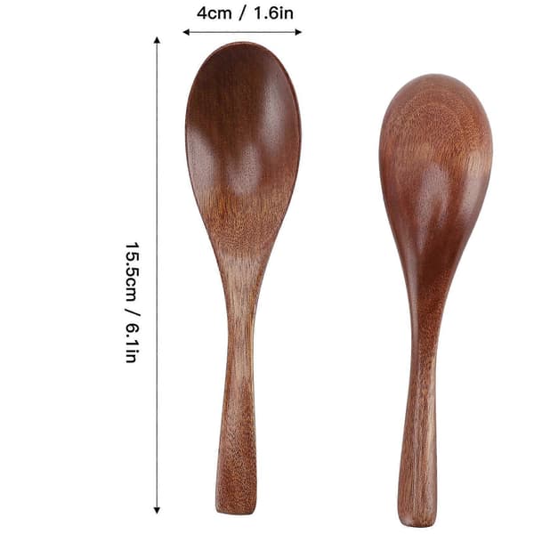 5 st Handgjorda Japanska Träslevar för Soppa 15 cm Långa Träslevar för Kaffe Te Drycker