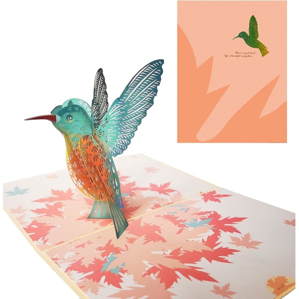 Fødselsdagskortgave til dine forældre, venner og elskere, 3D pop-up lykønskningskort (Hummingbird)