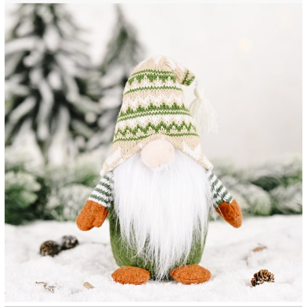 Julegnom Plys Dukke Håndlavet Julemands Juledekoration Striped hat