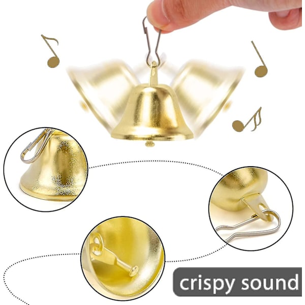 Gull Jingle Bells. 34 stk. Metall Craft Bells Call Bells med kroker gave