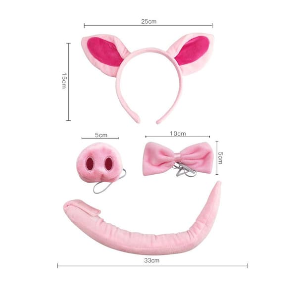 Set Grisöron Näsa Svans och fluga Rosa Grisdräkt