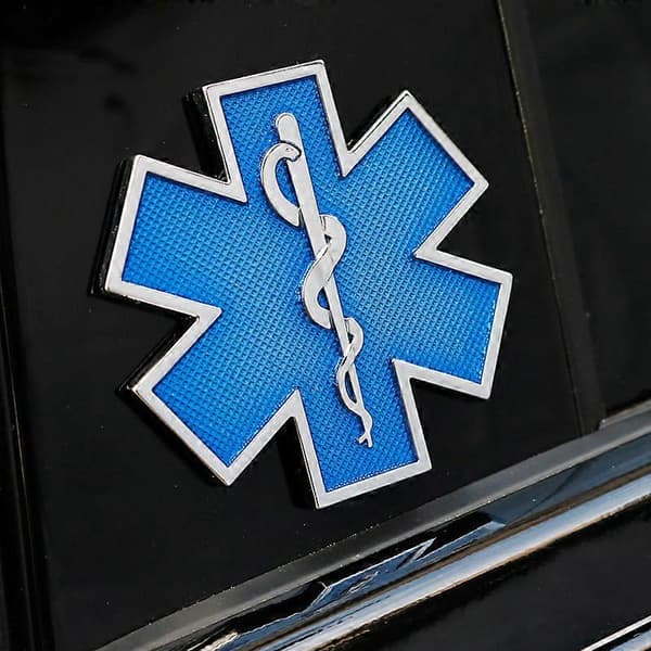 Livets Stjerne 2,5\"x2,5\" Metalmærkat til Bil, Blå Medicinsk Mærkat
