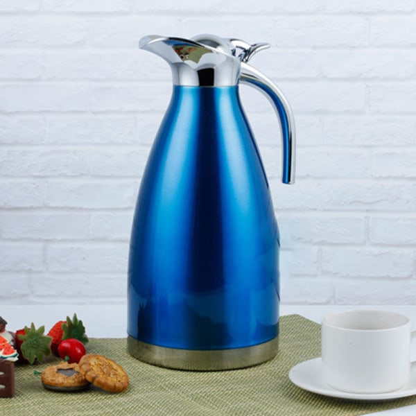 2L rostfritt stål kaffevattenkokare för att hålla varm 2-lagers isoleringskruka Hushåll Blue B