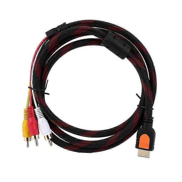 HDMI han til 3 RCA AV Audio Video 5FT kabeladapter til TV HDTV DVD 1080p