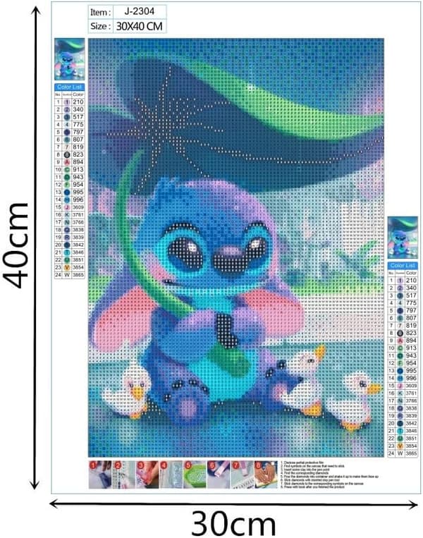 DIY Diamantkunstmalingssett - Stitch og And
