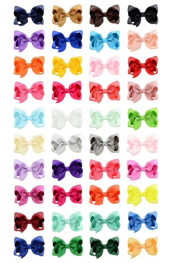 40-pack fluga hårspännen, 2" Grosgrain Ribbon Hårklämmor för Ba