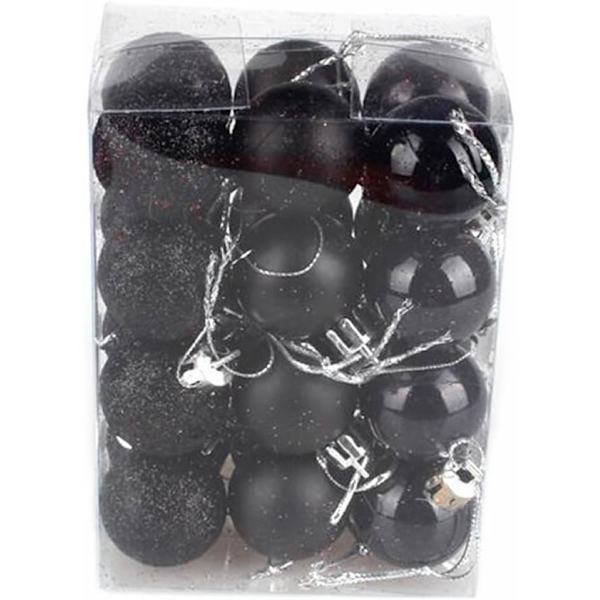 Set med 24 mini-krosssäkra julkulor Träddekorationer Festdekoration, 3 cm/1,18' (svart)
