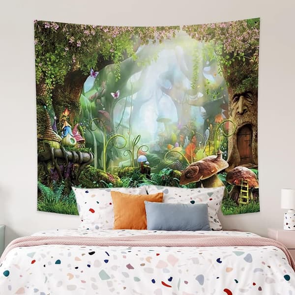 200x150cm Soppskog Gobelin Alvehytte Psykedelisk