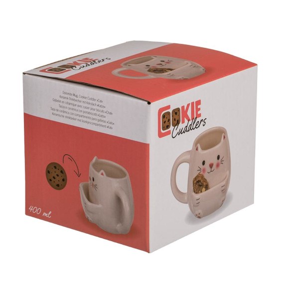 Kakmugg / Mugg med Fack för Kakor - Katt white