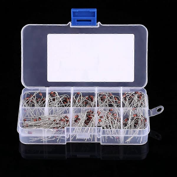 200 stk 10 verdier Zenerdiode-sortiment Elektronisk sett 1N4738~1N4748 med oppbevaringsboks
