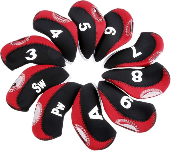 10-pak sæt Golfkølle HeadCovers med nummerlapper 3-9/A/P/S Passer til de fleste Irons Club