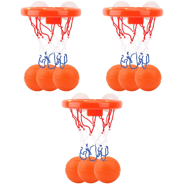 3 set badbasketleksaker Plast självhäftande basketbåge Lekvattenleksaker med 20 bollar för småbarn Babys (sorterad färg) As shown 16X17CM