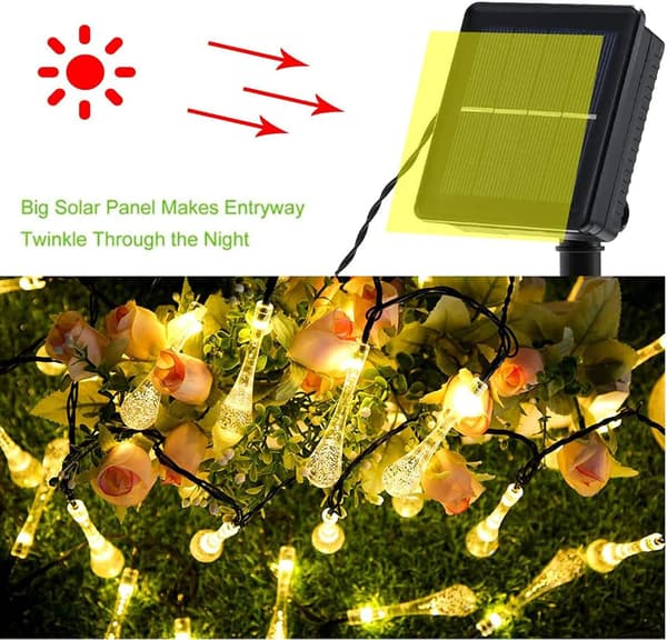 Solar LED Vanddråbe Lyskæde Boble Rund Perle Gypsophila Ou