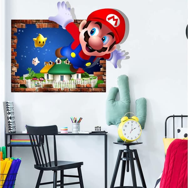 #Mario 3D -seinätarra, tapetti, PVC, sisustus, 47*36cm#