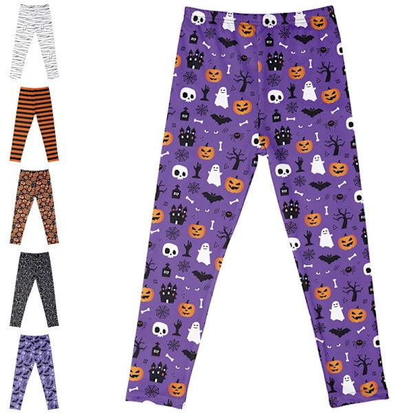 Raitahousut lapsille Halloween-pitkät housut Orange Black Stripe 110cm
