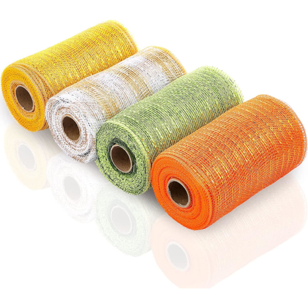 4 rullar Mesh Ribbon, Metallic Foil Mesh Ribbon Metallic Mesh Ribbon