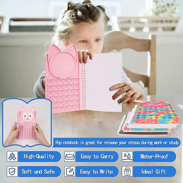 Fidget Popit Notebook Push Pop Bubble Fidget Sensoriska anteckningar för barn Skola Hem College Office2 Pack