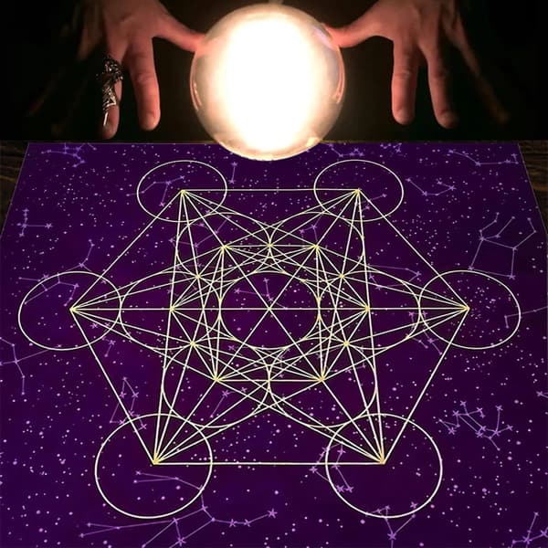 Metatrone's Cub Crystal Grid Altare Tarotduk Duk Sammet Astrologi Tarot Spådomskort Bordsduk Gobeläng 75*75cm