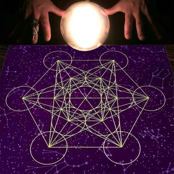 Metatrons kube Krystall Grid Alter Tarotduk Duk Fløyel Astrologi Tarot Spådomskort Bordduk Gobelin 75*75cm