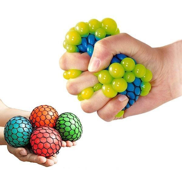 2-Pak Stressbold Squeeze Brain Ball Stress Relax Klemmebold 7,5cm multicolor